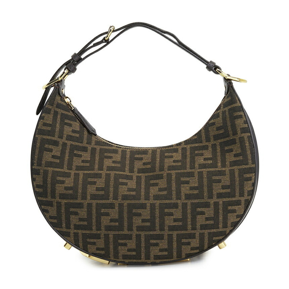 FENDI FF Jacquard Shopper Tote Shoulder Bag Brown
